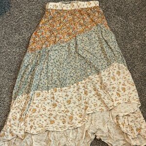 American Eagle Floral Patchwork Midi Skirt